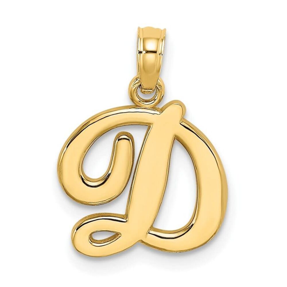 10k Yellow Gold Polished D Script Initial Charm - image 6